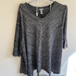 Women's V-neck Pull-Over Grey Sweater - Plus Size 5x